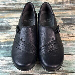 Dansko Loafers Womens 6.5-7 Black Leather Comfort Dress Work Shoes Hook & Loop